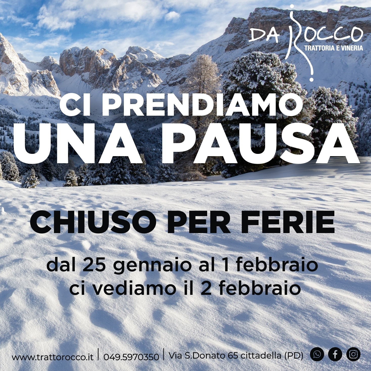 Chiuso per ferie dal 25 al 1 febbraio foto