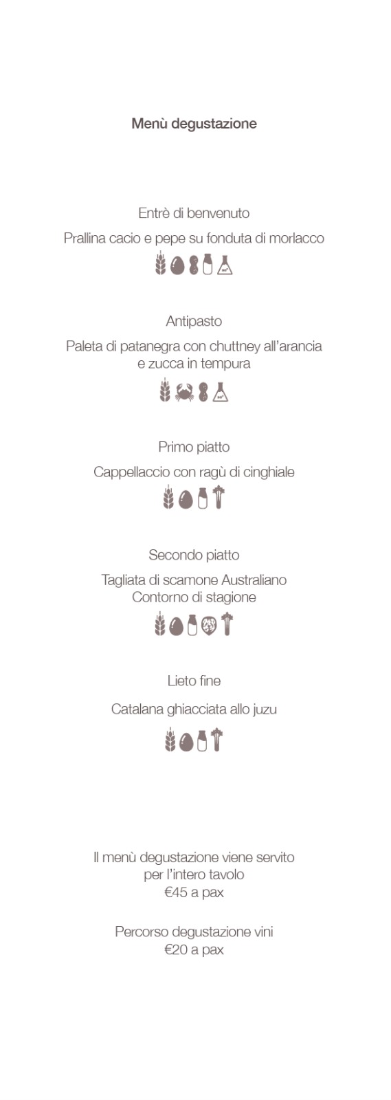 Menù degustazione foto